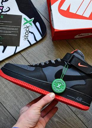 Кросовки nike air force 1 mid 'dark grey\black - hot lava'