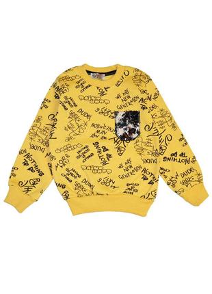Реглан детский на девочку с текстом желтый
