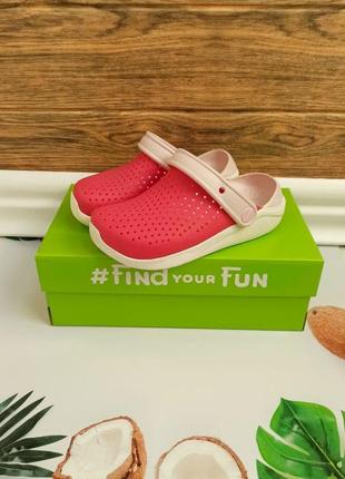 Дитячі крокси сабо crocs kids' literide clog poppy / white для дівчаток червоні