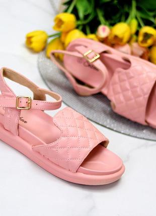 Удобные модные фактурные розовые женские босоножки 37-23 см7 фото
