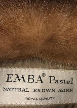 Норковая шубка с цельных кусков бренд emba pastel natural brown mink royal quality2 фото