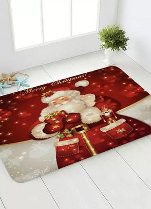 Новорічний килимок під двері дід мороз з подарунком, килимок під ялинку, декор для нового року, розмір 40*60см,