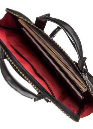 Мужская кожаная тонкая сумка для ноутбука shvigel 19117 черная4 фото