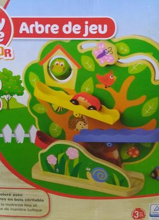 Барвистий ігровий дерев'яний набір трек для гонок по деревах playtive з 2 автомобілями. німеччина