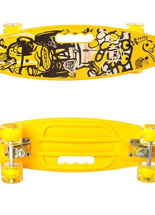 Скейт (пенни борд) penny board (колеса светятся) желтый арт. 0461-2