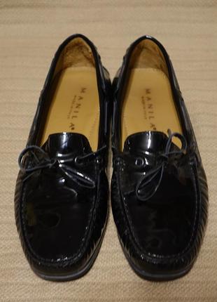 Красивые лакированные черные мокасины manila grace италия 38 1/2 р.