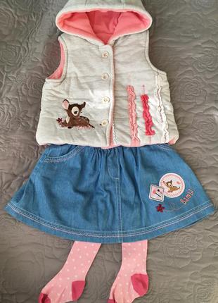 Демисезонная жилетка безрукавка набор комплект юбка george на девочку 86см, 9-12 месяцев3 фото