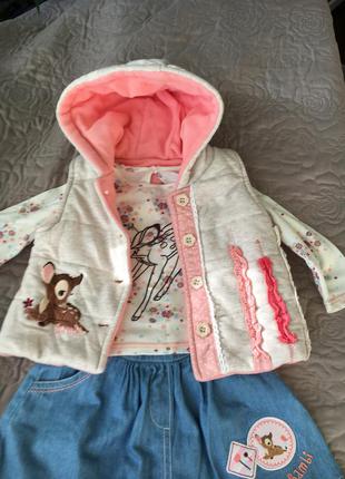 Демисезонная жилетка безрукавка набор комплект юбка george на девочку 86см, 9-12 месяцев4 фото