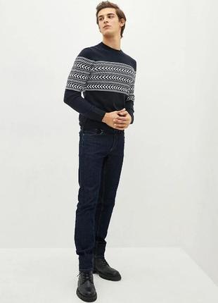 Темно-синий мужской свитер lc waikiki/лс вайкики с белым принтом3 фото