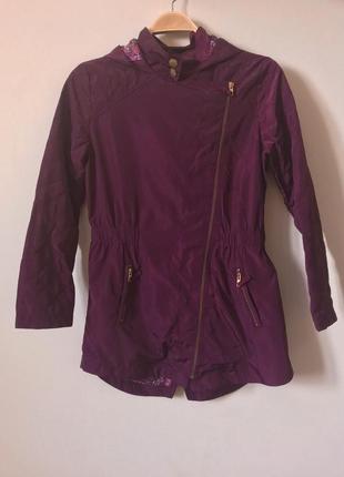Весенняя куртка-дождевик с капюшоном цвета марсала next (размер 40-42)1 фото