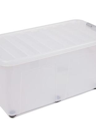 Ящик пластиковый heidrun clipbox 100л, 80*40*40см, (hdr-1617) на колесах с крышкой
