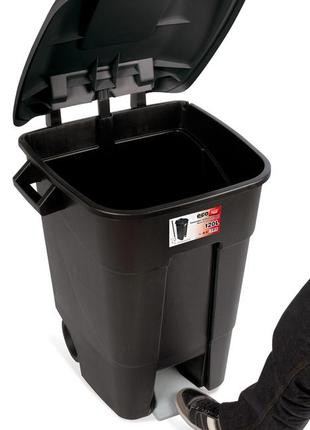 Бак для мусора 100 л ecotayg 60*56,8*77см черный с педалью, колесами, с крышкой и ручками. испания1 фото