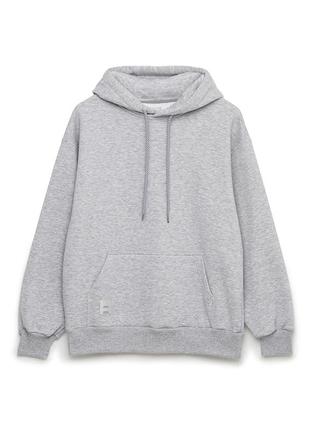 Мужской теплый худи на флисе цвета серый меланж chikiss chs 001/2