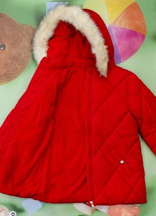 Куртка для девочки зимняя красная на флисе с капюшоном george 1455