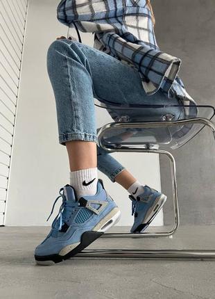 Nike air jordan retro 4 blue oreo женские кроссовки найк аир джордан