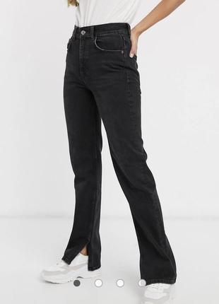 Черные джинсы с разрезами pull&bear zara h&m bershka джинсы с высокой посадкой