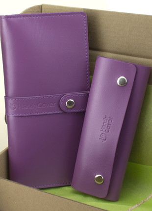 Женский набор 51: кошелек + ключница фиолетовый1 фото