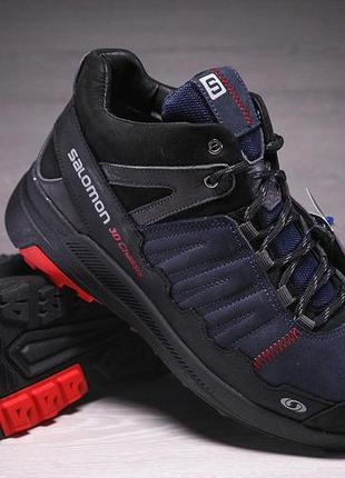 Шкіряні зимові черевики, кросівки термо, salomon s2 gore-tex denim