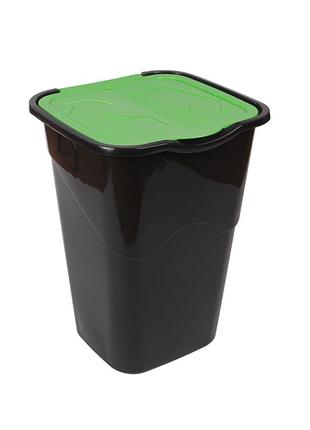 Відро для сміття з кришкою чорне 50 л, heidrun recycling, 40*36,5*53,5см (hdr-1433)1 фото