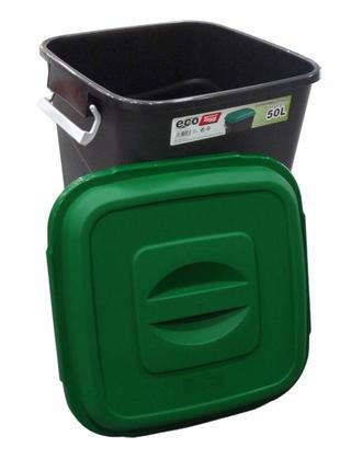 Бак для мусора eco tayg 50 л (испания) 41*40 h 51 см, с крышкой и ручками (412035)1 фото