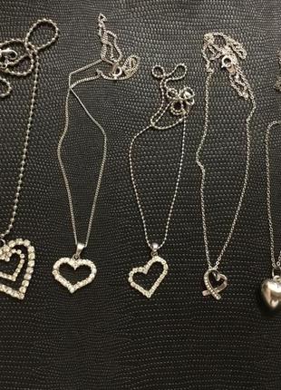 Кулон цепочка подвеска сердечко цвет серебро4 фото