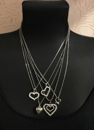 Кулон цепочка подвеска сердечко цвет серебро8 фото