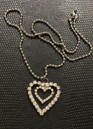 Кулон цепочка подвеска сердечко цвет серебро3 фото