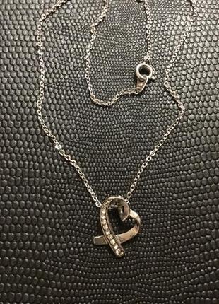 Кулон цепочка подвеска сердечко цвет серебро