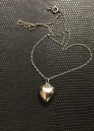 Кулон цепочка подвеска сердечко цвет серебро7 фото