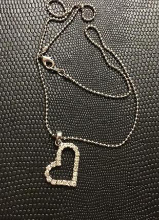 Кулон цепочка подвеска сердечко цвет серебро6 фото