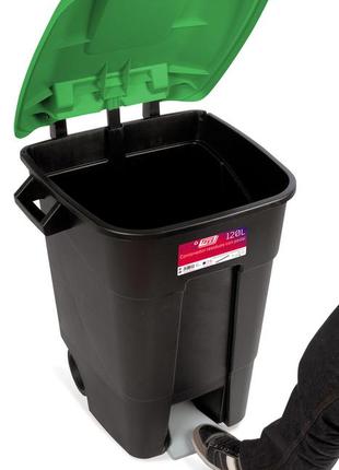 Бак мусорный ecotayg 100л с педалью ,с колесами, с зеленой крышкой и ручками 60*56,8*77см, испания(421037)