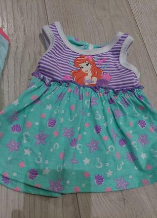 Платье disney с русалочкой и бодик русалочка комплект на новорожденую малышку8 фото
