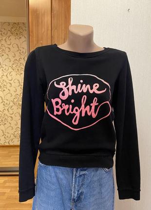 Стильный свитшот h&m с надписью shine bright p. s/m2 фото