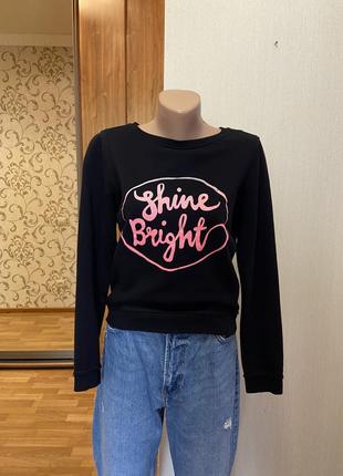 Стильний світшот h&m з написом shine bright p. s/m