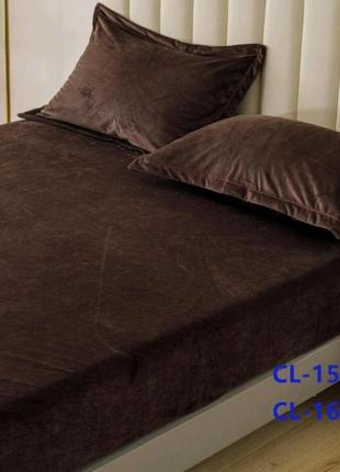 Велюрова простинь на резинці з наволочками