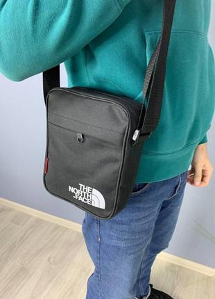 Мужская сумка the north face через плечо, черная текстильная барсетка tnf, мессенджер на подарок тнф4 фото