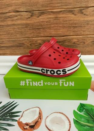 Детские кроксы crocs kids’ bayaband clog для мальчиков и для девочек красные2 фото