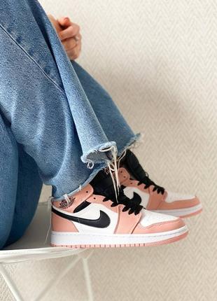 Кроссовки nike air jordan 1 mid pink quartz gs