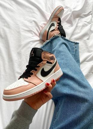 Кроссовки nike air jordan 1 mid pink quartz gs7 фото