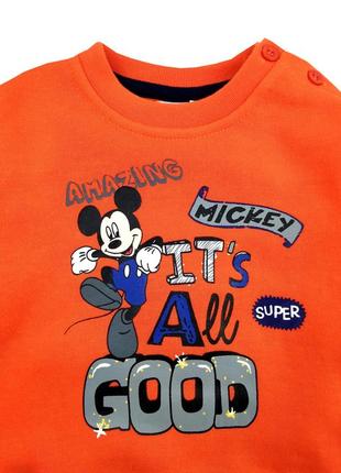 Знижка теплий костюм на хлопчика 67, 74 р. міккі маус, світшот, штани, disney baby7 фото