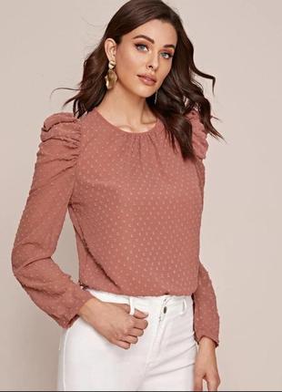 Блуза з коротким рукавом в горошок . красива блуза zara. шифонова блуза.