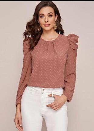Блуза з коротким рукавом в горошок . красива блуза zara. шифонова блуза.4 фото