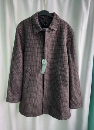 Мужской шерстяное пальто в клетку