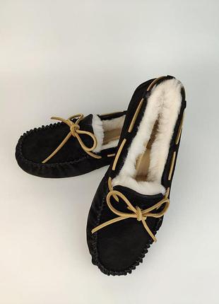 Женские мокасины замшевые теплые черные ugg australia