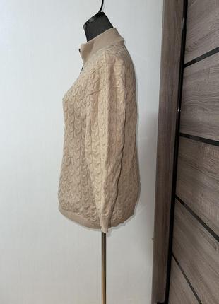 Красивый бежевый шерстяной свитер вязка косичка🌺4 фото