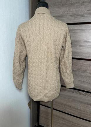 Красивый бежевый шерстяной свитер вязка косичка🌺5 фото