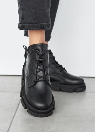 Женские ботинки кожаные весна/осень черные emirro 2079 кож подкладка3 фото