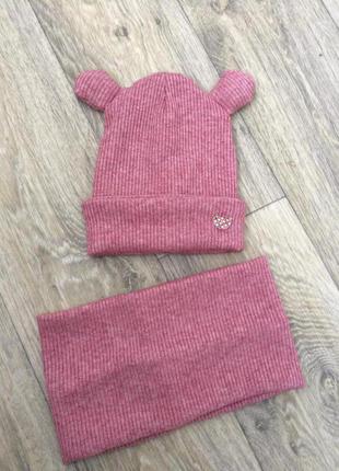 Стильные модные шапка и хомут из итальянского трикотажа в стиле zara