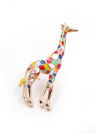 Яркая креативная брошь значок разноцветный жираф