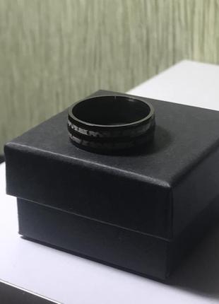 Кольцо колечко обручальное чёрное с двойной канавкой 20 размер3 фото